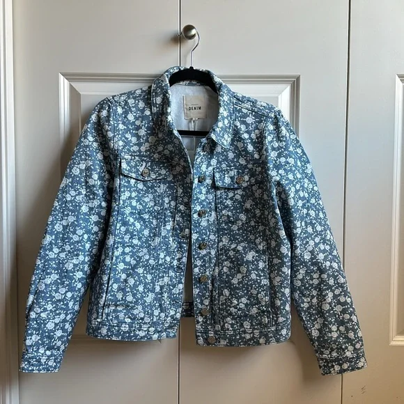 NWT sezane wilfrield jacket size S two tone blue flower print - Picture 2 of 14